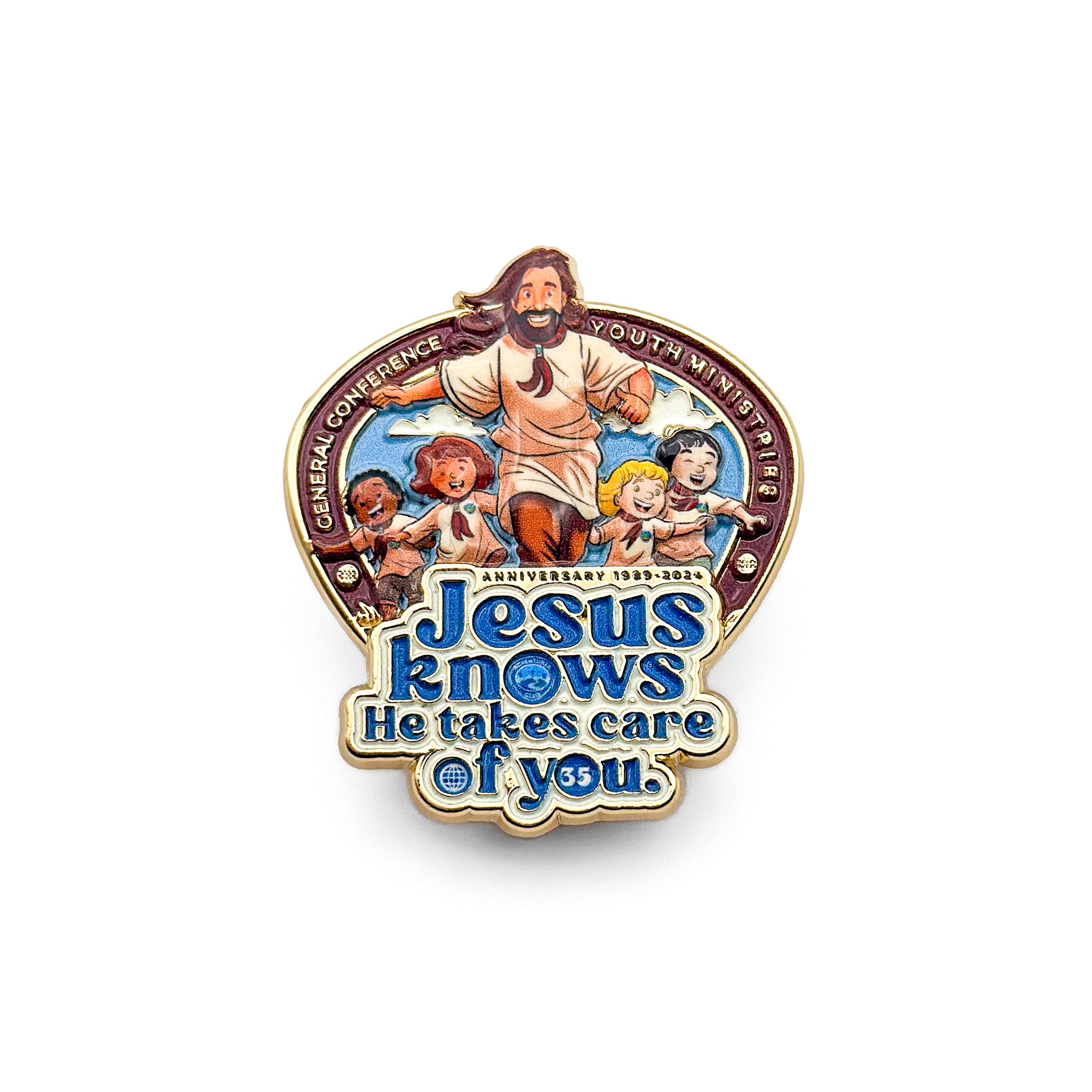 World Adventurer Day 2024 "Jesus Knows He Takes Care of You" Pin