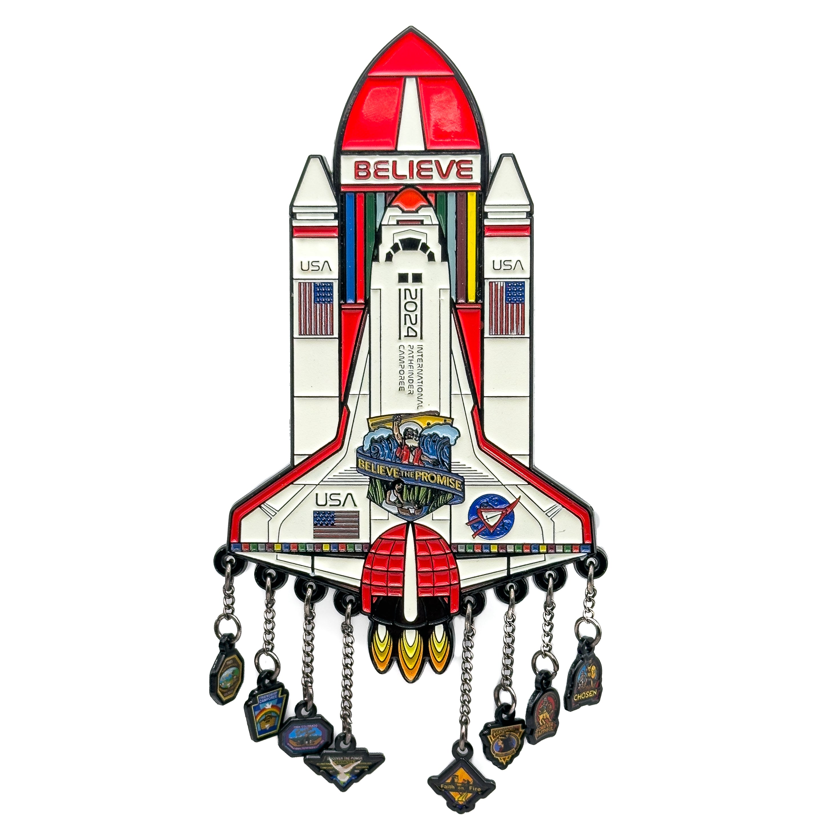 Believe the Promise 2024 Camporee Rocket Pin